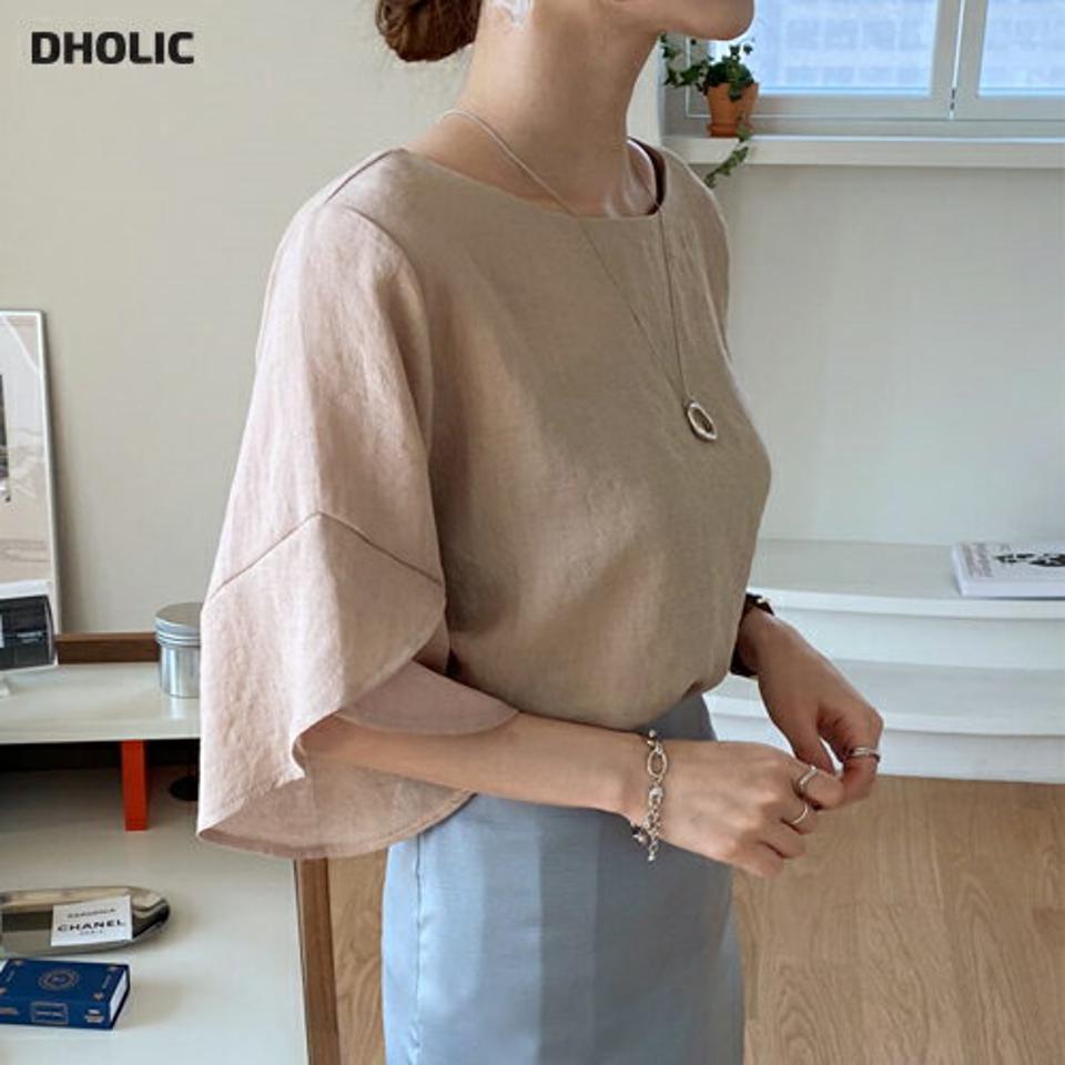 【全品10%OFF】ラッフルスリーブブラウス・全3色・t67686 レディース 【bl】【トップス ブラウス 半端丈 ラッフル 単色 無地 シンプル 大人 可愛い かわいい オフィスカジュアル 七分丈 七分袖 7分丈 7分袖 春 秋 韓国 ファッション】【ハイホリHIHOLLI】