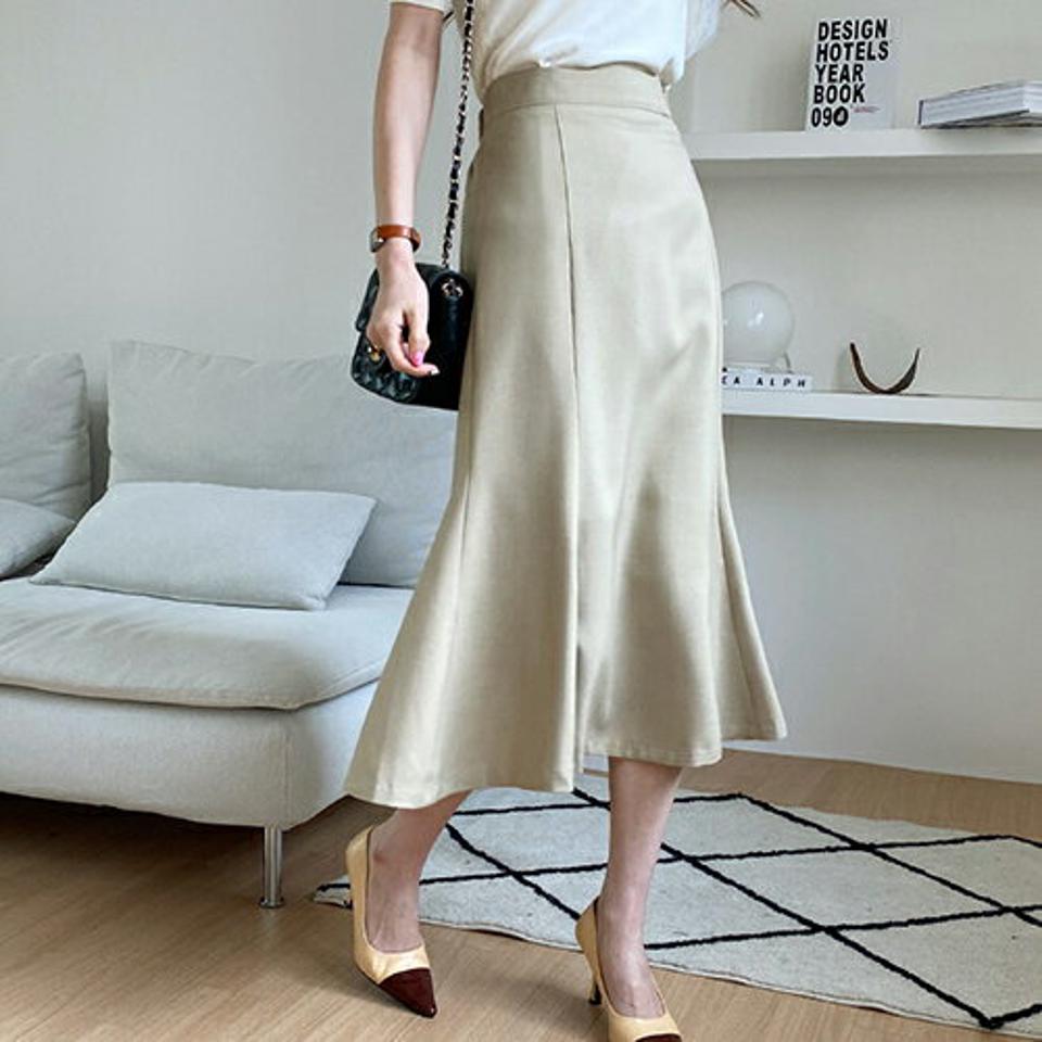 バックゴムAラインスカート・全3色・b67647 レディース 【sk】【スカート ミディ丈 ミディスカート 単色 無地 シンプル Aライン 大人 きれいめ フェミニン 春 秋 韓国 ファッション】【ハイホリHIHOLLI】