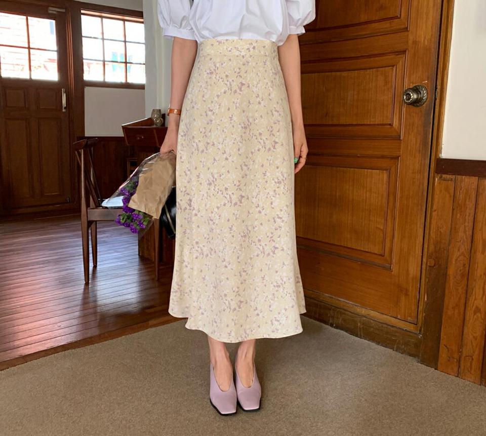 プリントロングスカート・全3色・t65157 レディース 【sk】【韓国 ファッション ボトムス スカート ロング ロングスカート 花柄 フラワー フレア Aライン 体型カバー カジュアル デイリー 上品 春 夏】【fw】