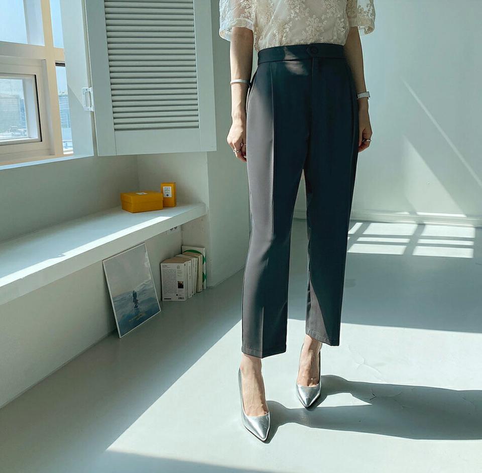 バックゴムタックスラックスパンツ・全4色・b67696 レディース 【pt】【スラックス パンツ ズボン ロングパンツ タック 単色 無地 シンプル 大人 オフィスカジュアル きれいめ 春 秋 韓国 ファッション】【ハイホリHIHOLLI】