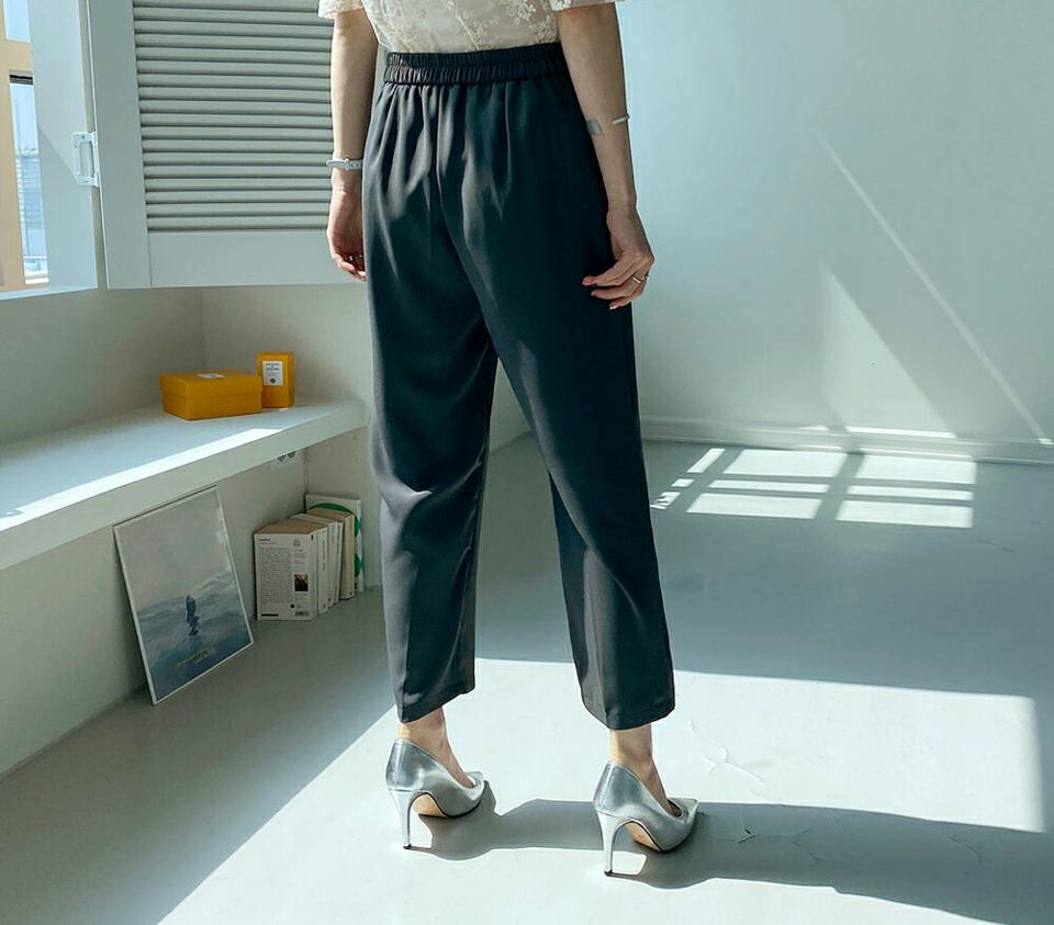 バックゴムタックスラックスパンツ・全4色・b67696 レディース 【pt】【スラックス パンツ ズボン ロングパンツ タック 単色 無地 シンプル 大人 オフィスカジュアル きれいめ 春 秋 韓国 ファッション】【ハイホリHIHOLLI】