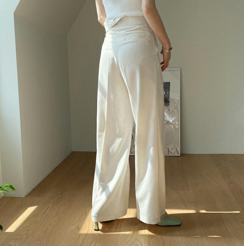 ラップストラップワイドスラックス・全3色・t67698 レディース 【pt】【スラックス パンツ ズボン ロングパンツ ラップデザイン ラップパンツ ワイド ワイドパンツ 単色 無地 シンプル 春 秋 韓国 ファッション】【ハイホリHIHOLLI】