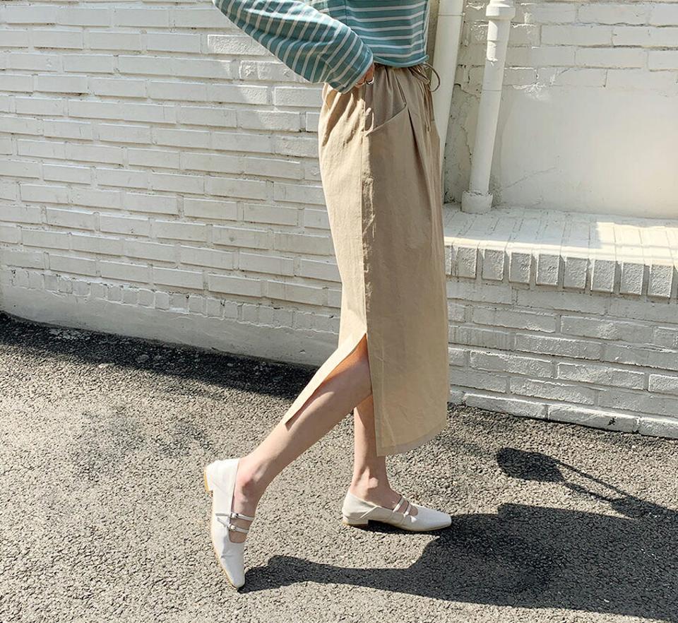 ドロストポケットスカート・全3色・t65148 レディース 【sk】韓国ファッション ボトムス スカート ロング ロングスカート Hライン 体型カバー カジュアル デイリー 上品 春 夏