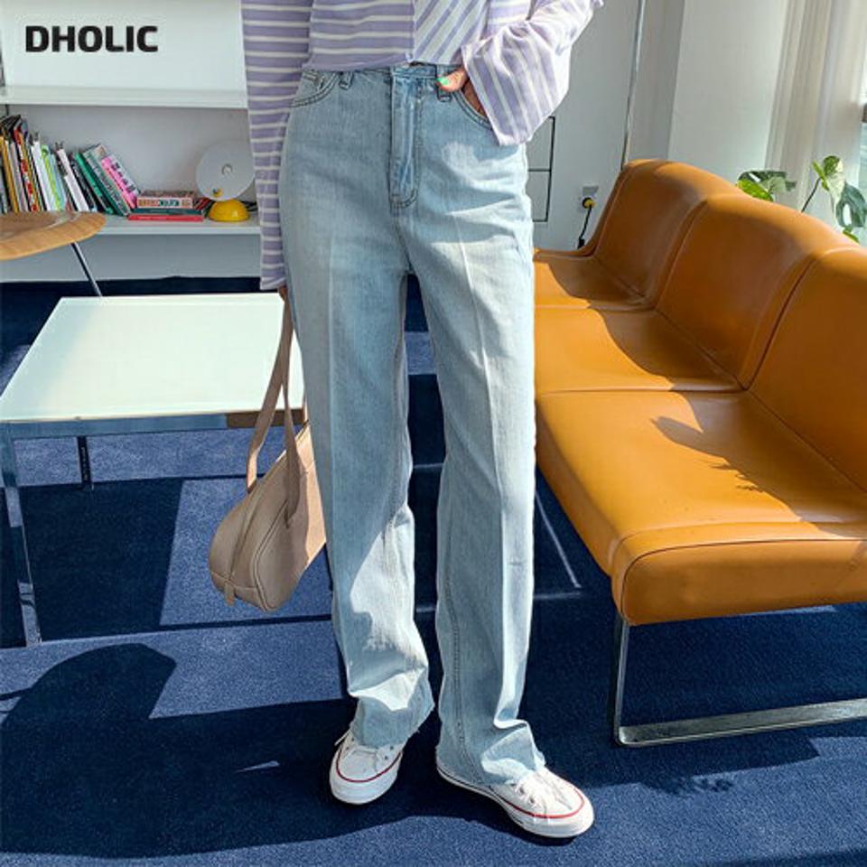 ストーレートデニムパンツ・全1色・t65153 レディース 【pt】【韓国 ファッション ボトムス ロング ロングパンツ デニム デニムパンツ カットオフ ストレート ワイドパンツ 美脚 体型カーバー 10分丈 十分丈 カジュアル デイリー 春 夏】