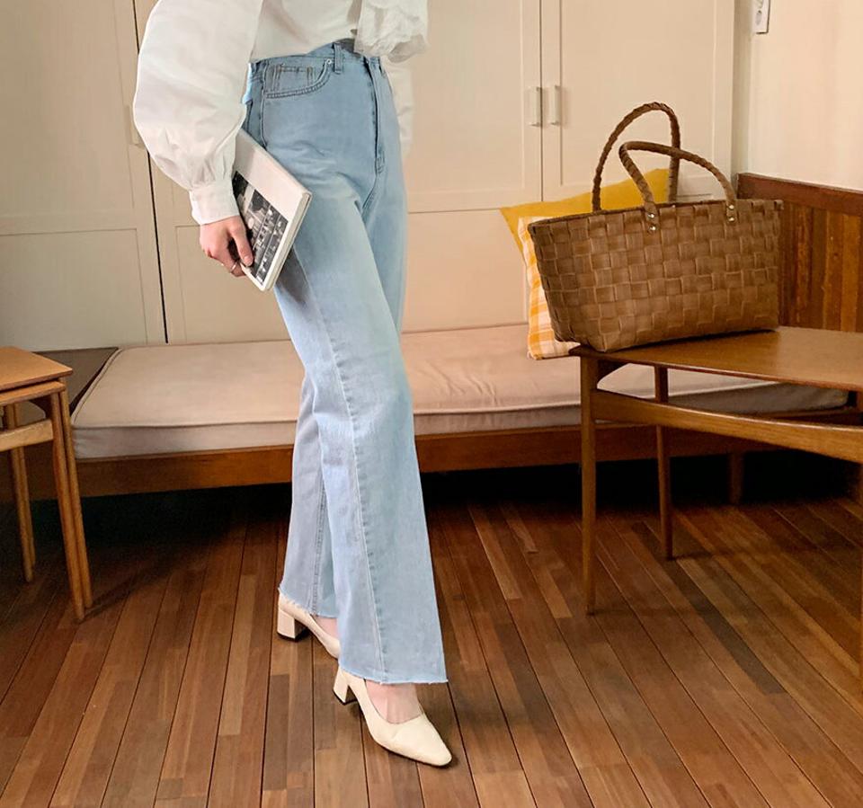 ストーレートデニムパンツ・全1色・t65153 レディース 【pt】【韓国 ファッション ボトムス ロング ロングパンツ デニム デニムパンツ カットオフ ストレート ワイドパンツ 美脚 体型カーバー 10分丈 十分丈 カジュアル デイリー 春 夏】