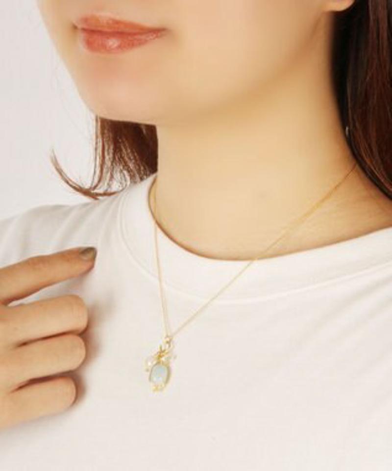 【春のパステルカラー】K14GF アクアマリン×パールネックレス