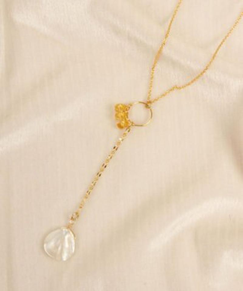 【春のパステルカラー】K14GF シトリンY字シェルネックレス