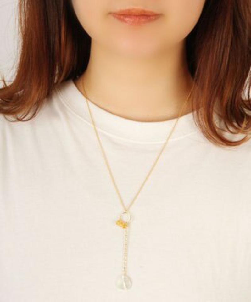 【春のパステルカラー】K14GF シトリンY字シェルネックレス