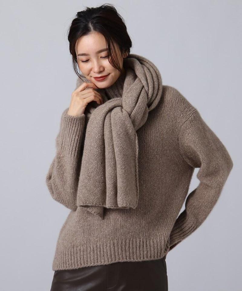 カシミヤスラブニットストール