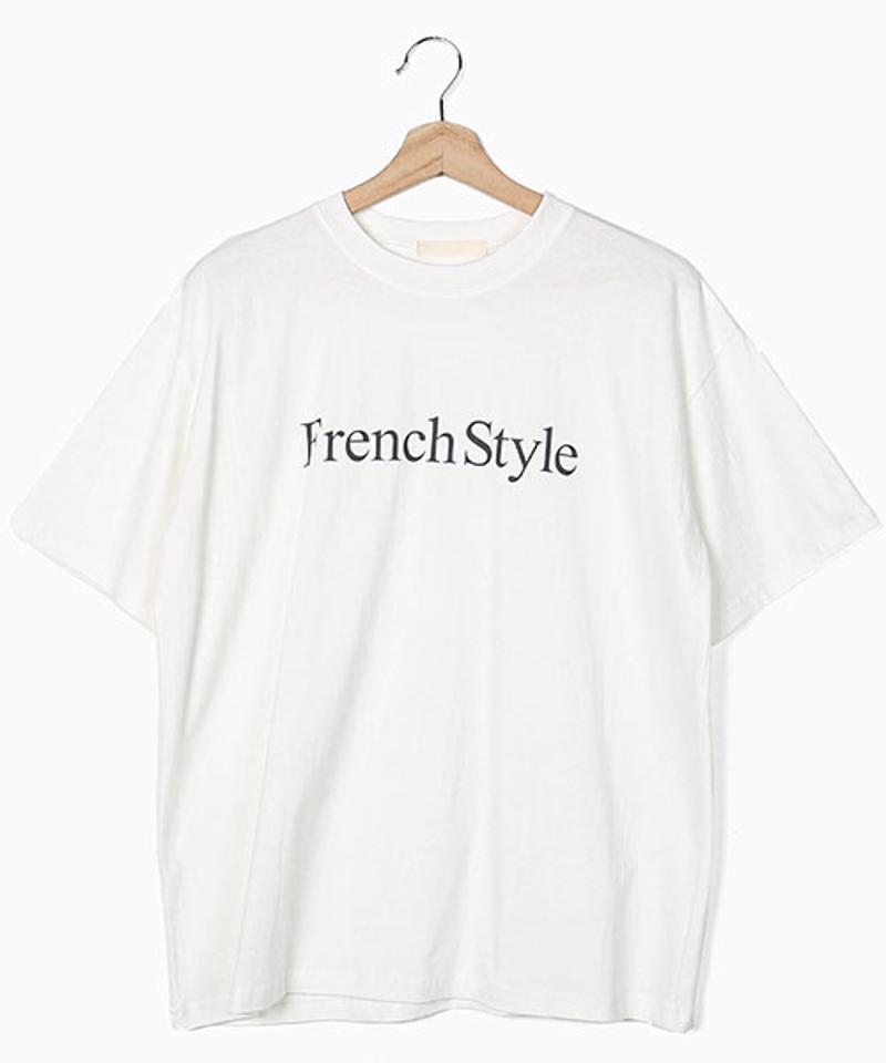 MERONGSHOP(メロンショップ)フレンチスタイルTシャツ【4/2up_wo】【メール便】韓国 韓国ファッション　トップス tシャツ 半袖 ロゴt オーバーサイズ レタリング ロゴ シンプル レディース ファッション【5】