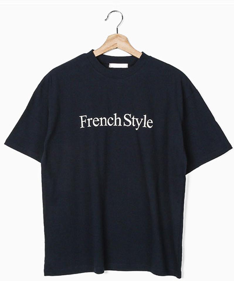 MERONGSHOP(メロンショップ)フレンチスタイルTシャツ【4/2up_wo】【メール便】韓国 韓国ファッション　トップス tシャツ 半袖 ロゴt オーバーサイズ レタリング ロゴ シンプル レディース ファッション【5】