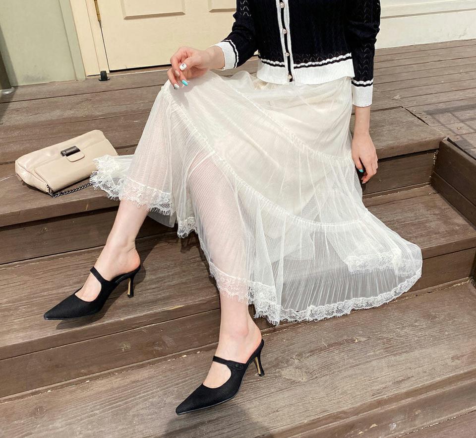 チュールレースヘムスカート・全4色・b67821 レディース 【sk】【スカート ロング ロングスカート レース チュールスカート チュール 透け感 シアー シースルー フェミニン かわいい 春 夏 秋 韓国 ファッション】【ハイホリHIHOLLI】