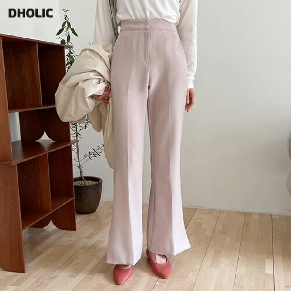 スリットブーツカットスラックス・全2色・t61853 レディース 【pt】【韓国 ファッション ボトムス ロング ロングパンツ スラックス ブーツカット オフィスカジュアル オフィス 足長 美脚 体型カーバー 10分丈 十分丈 カジュアル デイリー 夏 春】