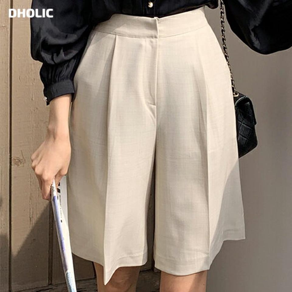 タックハーフスラックス・全3色・t67817 レディース 【pt】【スラックス パンツ ズボン ハーフパンツ 半ズボン タック モダン 大人 単色 無地 シンプル きれいめ ハーフスラックス 春 秋 夏 韓国 ファッション】【ハイホリHIHOLLI】