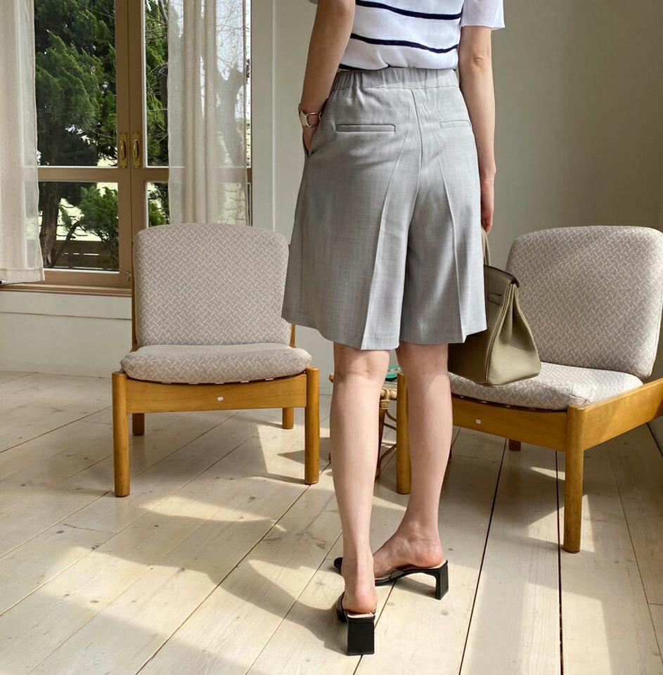 タックハーフスラックス・全3色・t67817 レディース 【pt】【スラックス パンツ ズボン ハーフパンツ 半ズボン タック モダン 大人 単色 無地 シンプル きれいめ ハーフスラックス 春 秋 夏 韓国 ファッション】【ハイホリHIHOLLI】