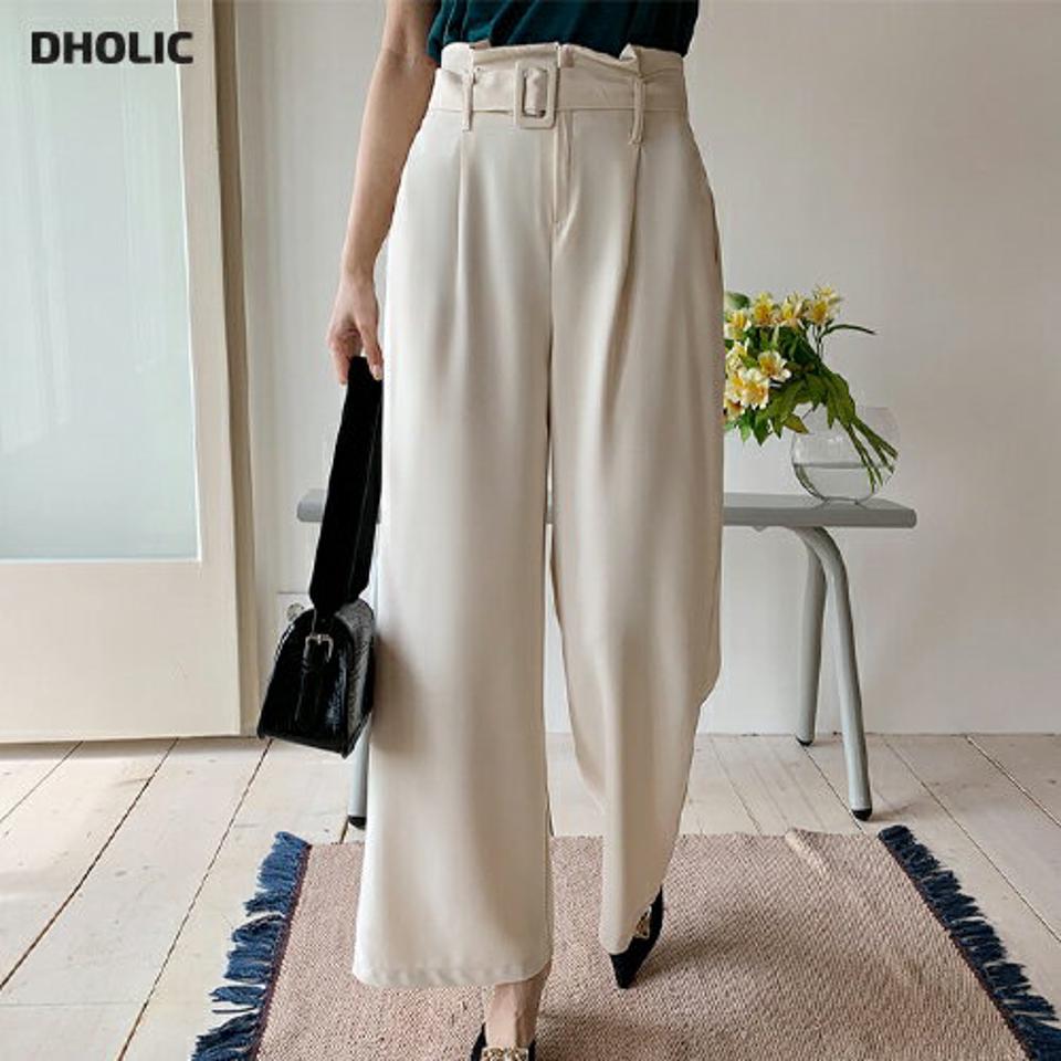 ベルト付ワイドロングパンツ・全2色・t67766 レディース 【pt】【パンツ ズボン ロングパンツ 長ズボン ワイドパンツ ワイド 単色 無地 シンプル 大人 オフィスカジュアル 春 秋 韓国 ファッション】【ハイホリHIHOLLI】
