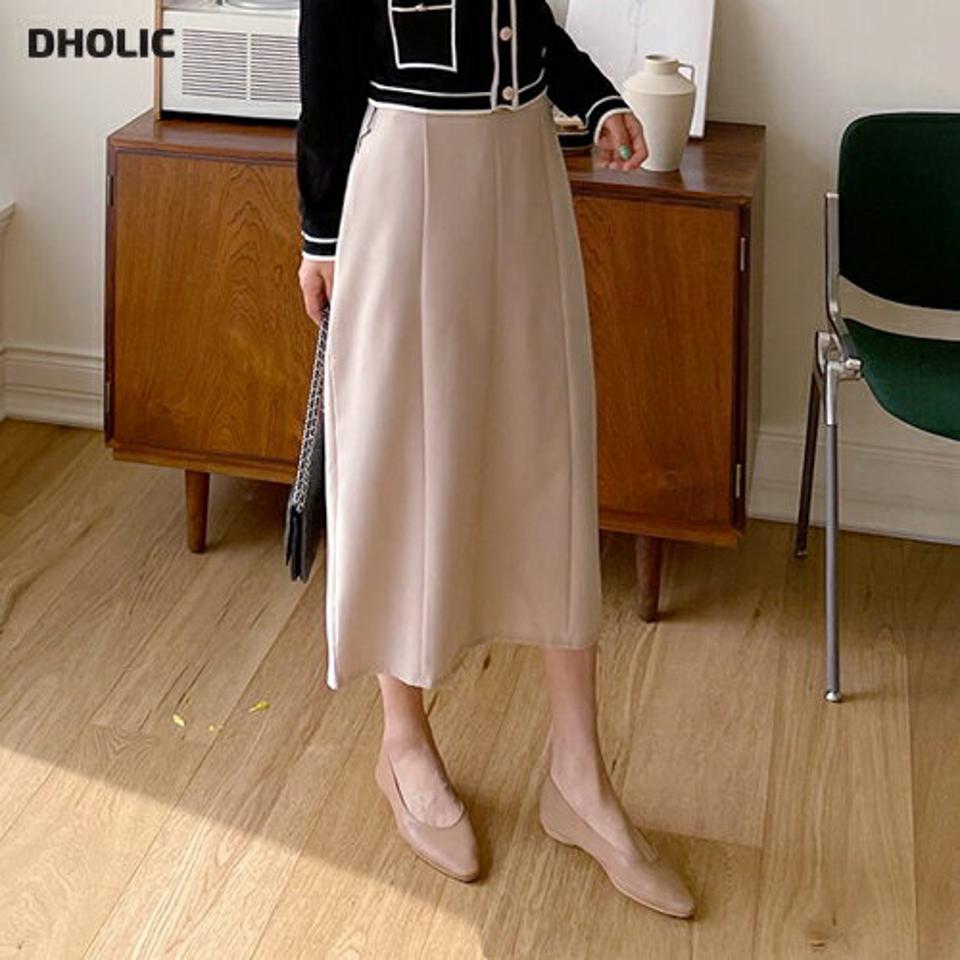 Hラインタックスカート・全4色・b61856 レディース 【sk】【韓国 ファッション ボトムス スカート ロング ロングスカート シンプル Hライン スリム バックゴム 体型カバー カジュアル ベーシック 夏 春】