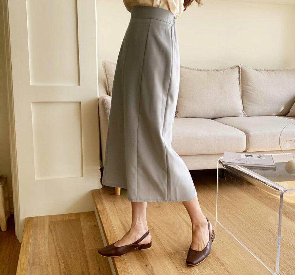 Hラインタックスカート・全4色・b61856 レディース 【sk】【韓国 ファッション ボトムス スカート ロング ロングスカート シンプル Hライン スリム バックゴム 体型カバー カジュアル ベーシック 夏 春】