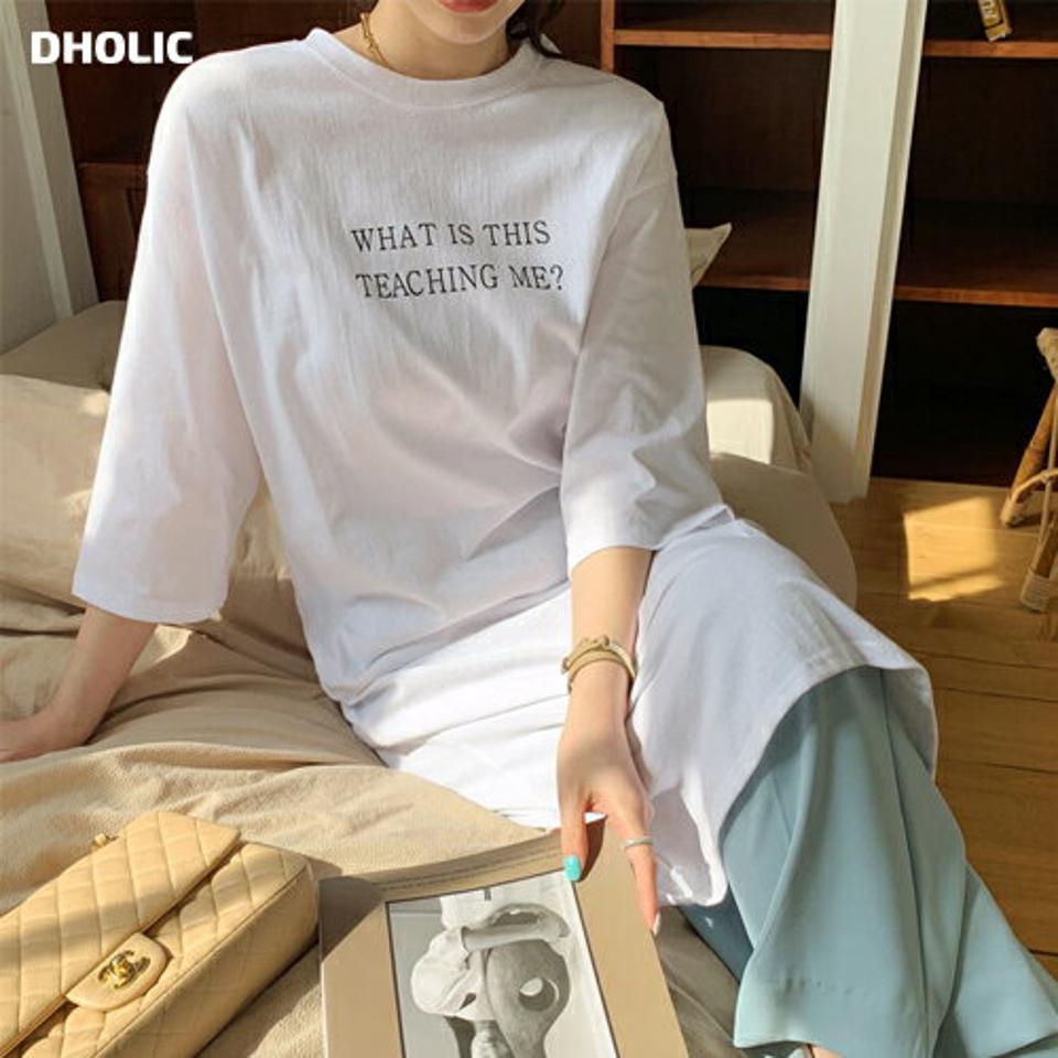 レタリングルーズワンピース・全3色・t67816 レディース 【ops】【ワンピース ロング ロングワンピース 七分丈 七分袖 7分丈 7分袖 ロゴ ゆったり ラフ レタリング カットソーワンピース 春 夏 秋 韓国 ファッション】【ハイホリHIHOLLI】