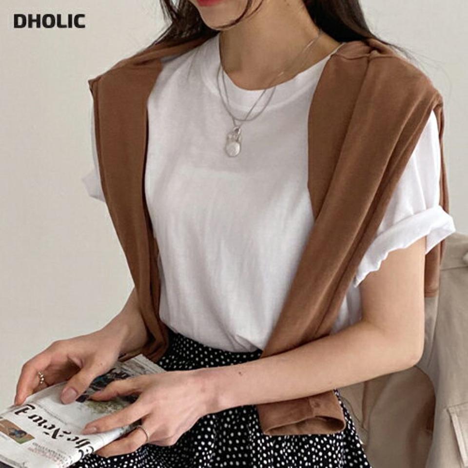 ハーフスリーブTシャツ・全5色・t61832 レディース 【tops】【韓国 ファッション トップス Tシャツ 半袖 シルキー ベーシック ラウンドネック ハーフスリーブ ロールアップ カジュアル 体型カーバー デイリー 夏 春】