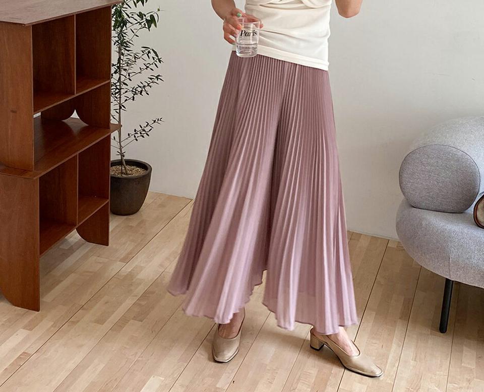 プリーツワイドパンツ・全2色・b61851 レディース 【pt】【韓国 ファッション ボトムス ロング ロングパンツ ワイド ワイドパンツ プリーツ プリーツパンツ ボリューム 体型カーバー カジュアル 夏 春】