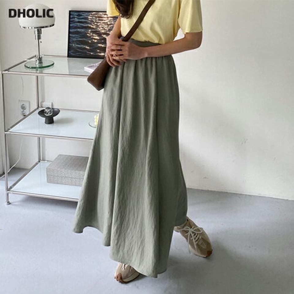 フレアロングスカート・全3色・t61858 レディース 【sk】【韓国 ファッション ボトムス スカート ロング ロングスカート フェミニン Aラインスカート フレア Aライン 体型カバー カジュアル 夏 春】