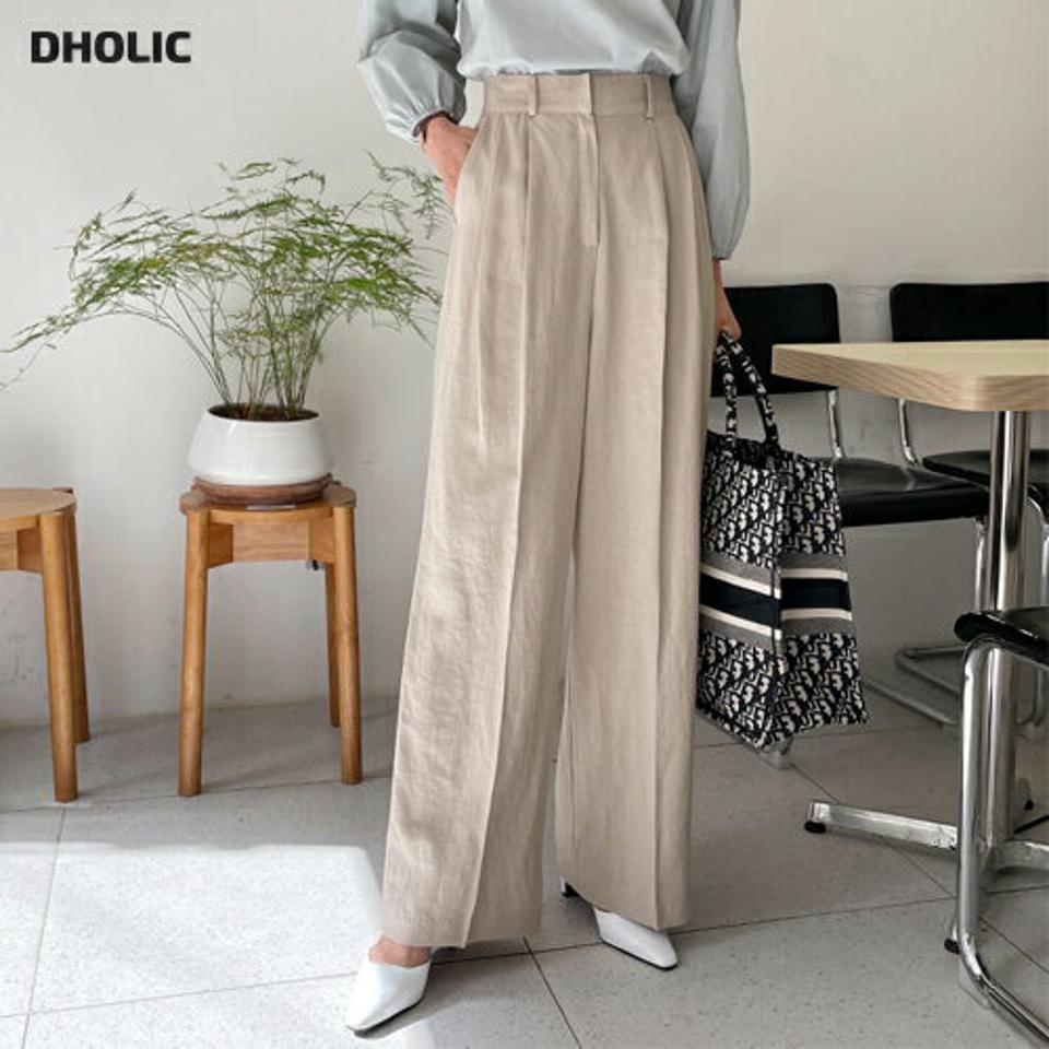 リネン混ワイドスラックス全3色・t63284 レディース 【pt】 韓国 ファッション ボトムス ロング ロングパンツ スラックス リネン ワイドスラックス 足長 美脚 体型カーバー 10分丈 十分丈 カジュアル デイリー 夏 春