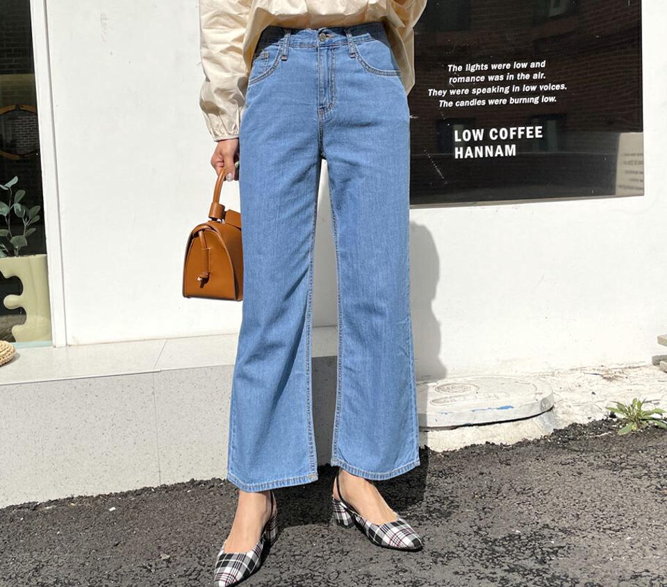 ハイウエストワイドデニムパンツ・全2色・t63303 レディース 【pt】 韓国 ファッション ボトムス ロング ロングパンツ デニム デニムパンツ ワイドデニム ハイウエスト 足長 美脚 体型カーバー 10分丈 十分丈 カジュアル デイリー 夏 春