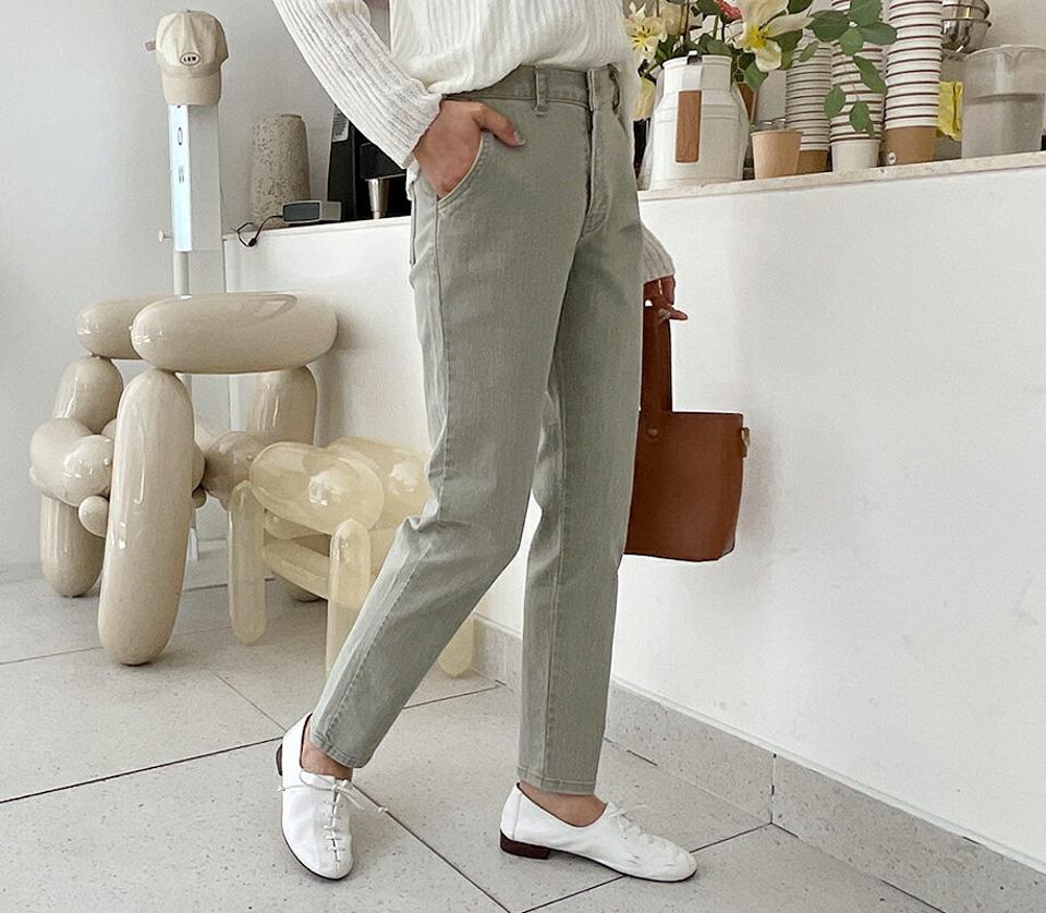 スリムコットンブレンドパンツ・全4色・t63302 レディース 【pt】【韓国 ファッション ボトムス ロング ロングパンツ コットンパンツ スリム テーパード 美脚 体型カーバー 10分丈 十分丈 カジュアル デイリー 夏 春】