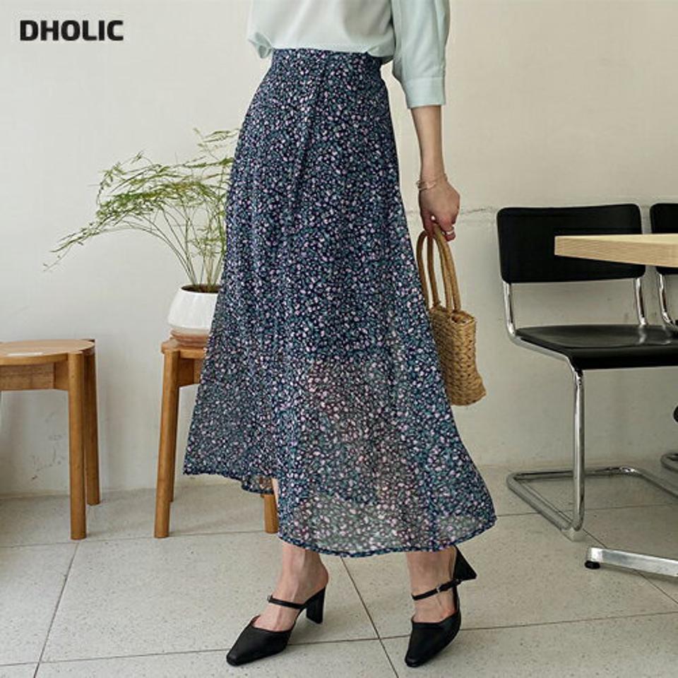 シフォンフローラルスカート・全2色・t63297 レディース 【sk】【韓国 ファッション ボトムス スカート ロング ロングスカート シフォン フローラル 花柄 フラワー パターン Aライン 体型カバー カジュアル ベーシック 夏 春】