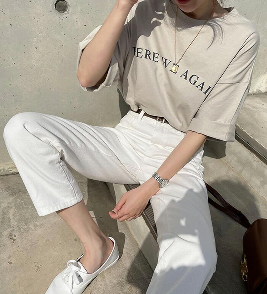 ≪新作早割15%OFF≫NANING9(ナンニング)レタリング半袖Tシャツ【4/6up_go】韓国 韓国ファッション レディース 春 夏 人気 トレンド 流行 トップス シャツ 【5】