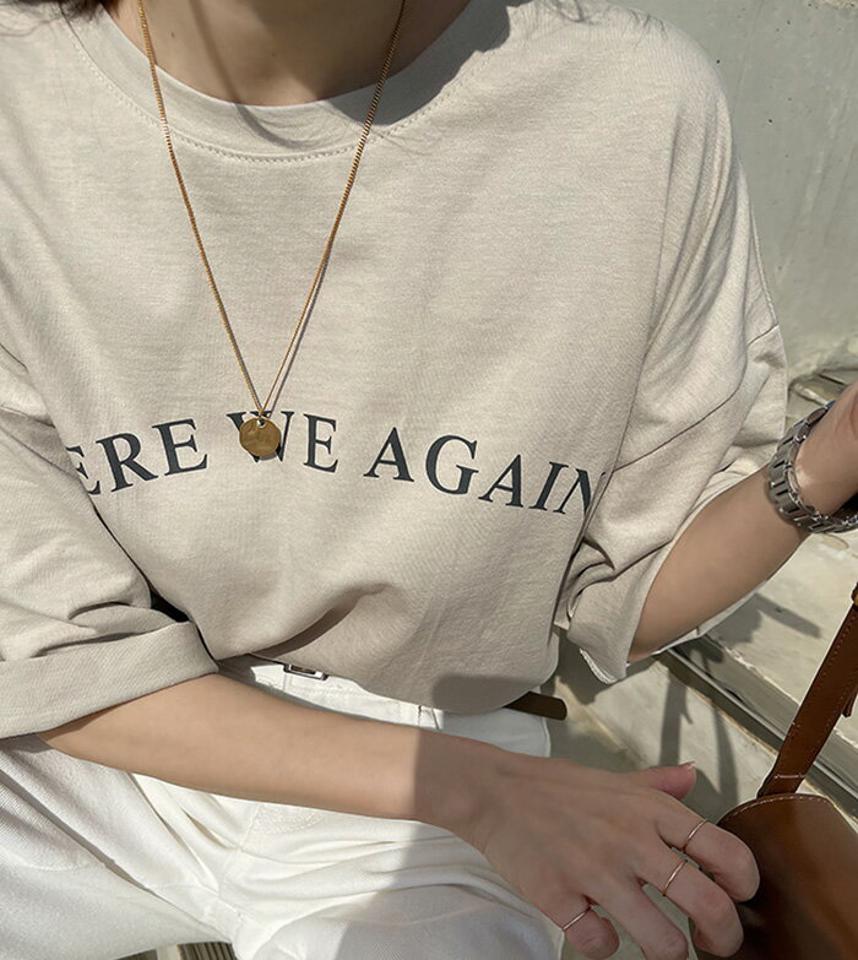 ≪新作早割15%OFF≫NANING9(ナンニング)レタリング半袖Tシャツ【4/6up_go】韓国 韓国ファッション レディース 春 夏 人気 トレンド 流行 トップス シャツ 【5】