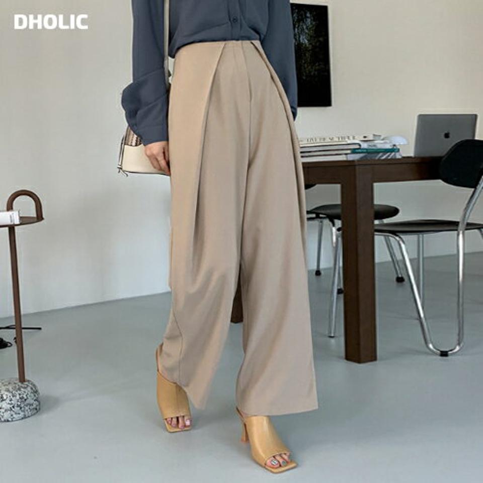 ディープタックパンツ・全2色・t67796 レディース 【pt】【パンツ ズボン ロングパンツ タック ワイド 単色 無地 シンプル 大人 カジュアル きれいめ 春 秋 韓国 ファッション】【ハイホリHIHOLLI】