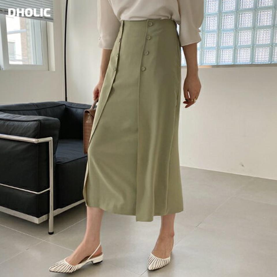 ボタンスリットスカート・全3色・t67800 レディース 【sk】 スカート ロング ロングスカート スリット 単色 シンプル 大人 カジュアル 春 秋 韓国 ファッション ハイホリHIHOLLI