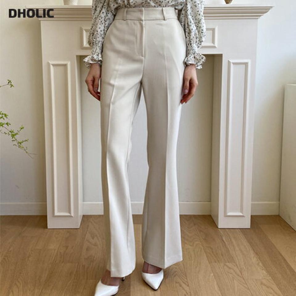 ブーツカットスラックス・全2色・t65052 レディース 【pt】【韓国 ファッション ボトムス パンツ スラックス ロングスラックス サイドスリット ブーツカット 美脚 オフィスカジュアル ハイウエスト 無地 体型カーバー 夏 春】