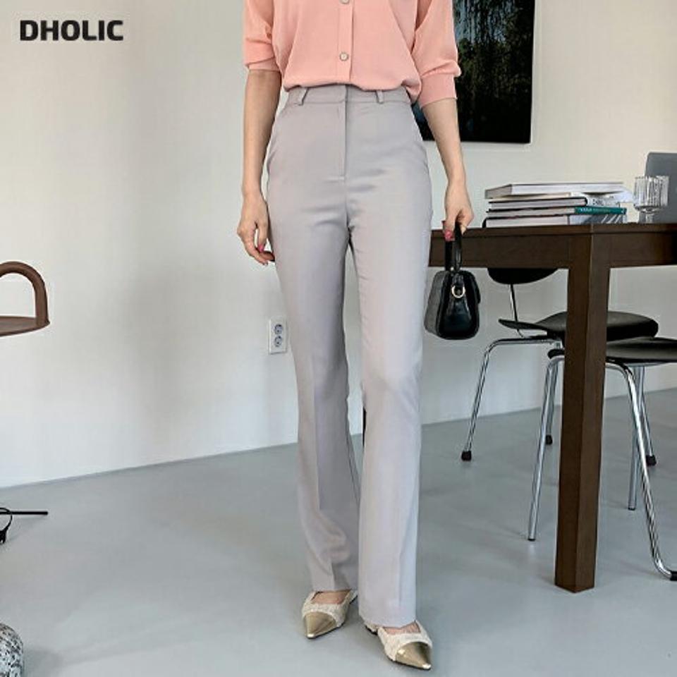 スリムブーツカットスラックス・全2色・t67802 レディース 【pt】【スラックス パンツ ズボン ロングパンツ ブーツカット スリム 単色 無地 シンプル 大人 ベーシック オフィスカジュアル 春　秋 韓国 ファッション】【ハイホリHIHOLLI】