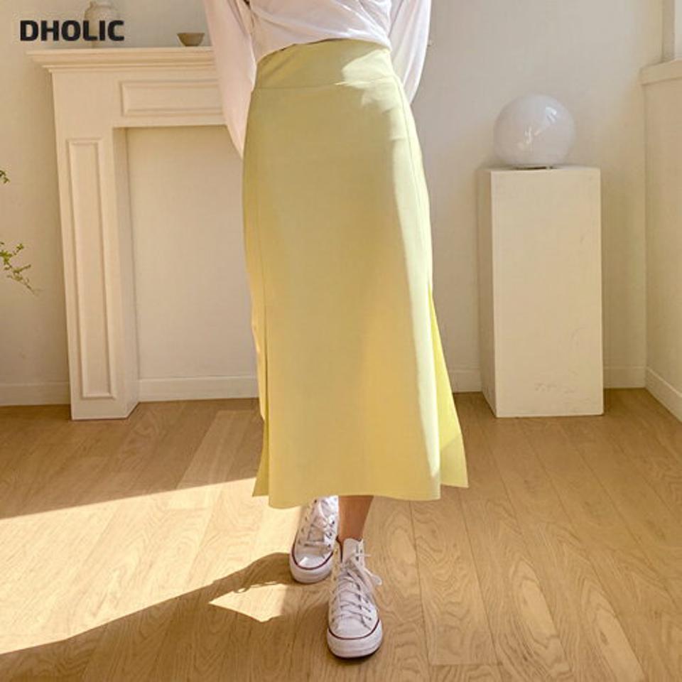 スリットHラインスカート・全4色・t65042 レディース 【sk】【韓国 ファッション ボトムス スカート ロング ロングスカート ベーシック スリット ゴム スリム フィット フェミニン 体型カバー 細身 カジュアル ベーシック 夏 春】