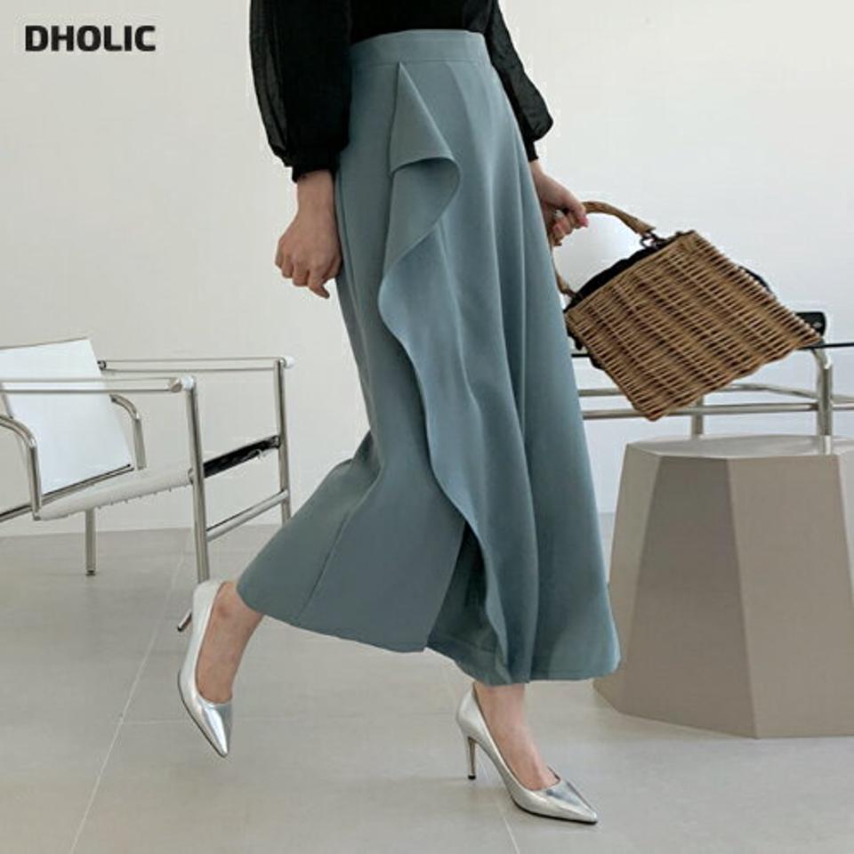 ラッフルワイドパンツ・全4色・b67799 レディース 【pt】【ワイドパンツ パンツ ズボン ロングパンツ ラッフル フリル 単色 シンプル 可愛い かわいい 体型カバー 春 秋 韓国 ファッション】【ハイホリHIHOLLI】