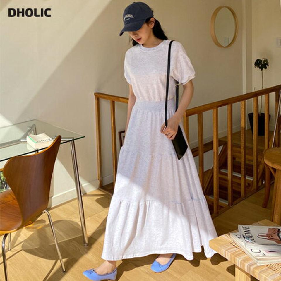 ≪人気商品再入荷≫スウェットティアードワンピース・全3色・b63778 レディース 【ops】 韓国ファッション ワンピース ロング丈 ラグラン スウェット 体型カバー ラウンドネック ギャザー ティアード 二の腕カバー 春 夏 NIJU