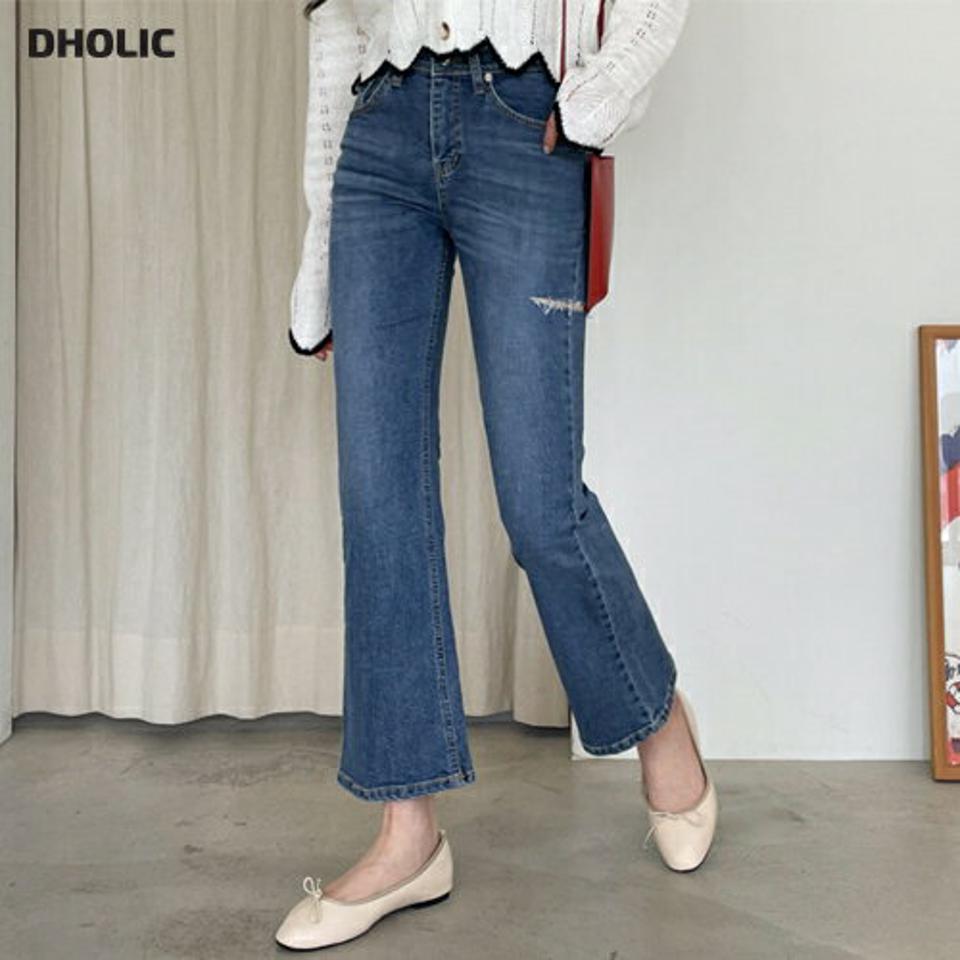 スリットフレアデニムパンツ・全1色・t63774 レディース 【pt】 韓国ファッション ボトムス パンツ ロング デニム ブーツカット デニムパンツ ユニーク スリム ストレート 美脚 10分丈 十分丈 カジュアル デイリー 春 夏 NIJU