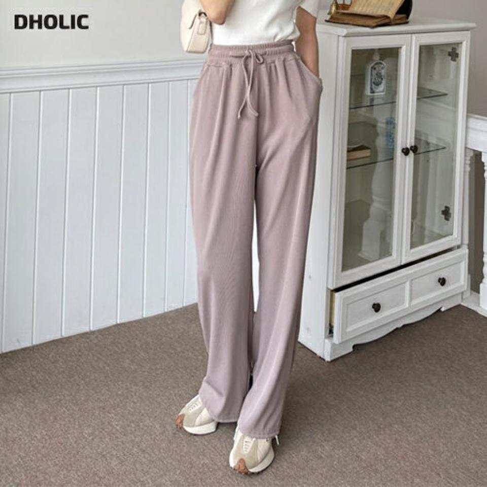 イージーサイドスリットパンツ・全4色・t57195 レディース 【pt】韓国ファッション ボトムス ロング ロングパンツ ゴム ストリング ストレート ルーズ ゆったり ワイド ワイドパンツ スリム 美脚 10分丈 十分丈 夏 春