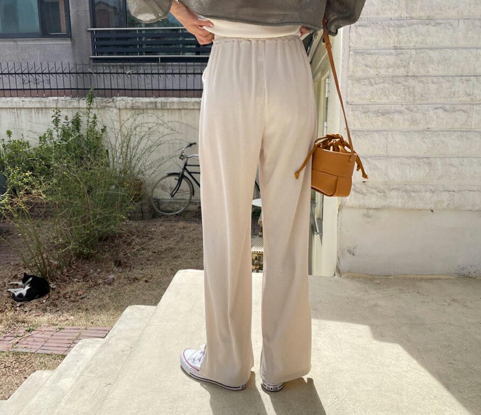 イージーサイドスリットパンツ・全4色・t57195 レディース 【pt】韓国ファッション ボトムス ロング ロングパンツ ゴム ストリング ストレート ルーズ ゆったり ワイド ワイドパンツ スリム 美脚 10分丈 十分丈 夏 春