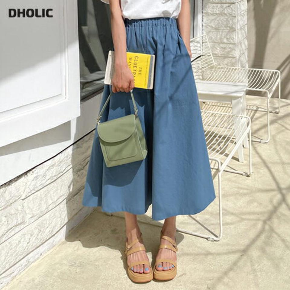 フリルAラインスカート・全4色・b57188 レディース 【sk】 韓国ファッション ボトムス スカート ロング ロングスカート ギャザー Aライン ゴム フリル 無地 体型カバー 細身 カジュアル ベーシック フェミニン 夏 春