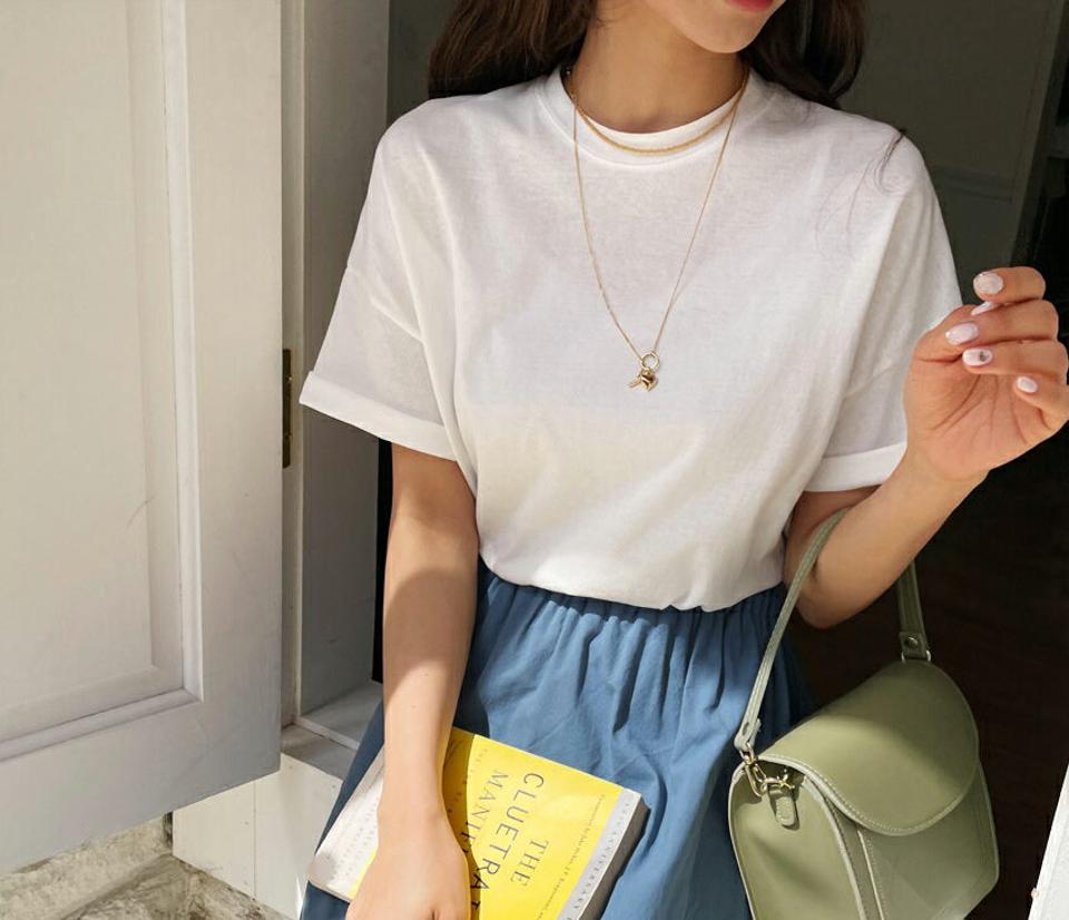 サイドスリットTシャツ・全7色・b57171 レディース 【tops】【韓国 ファッション トップス Tシャツ 半袖 オールシーズン ベーシック シンプル 無地 ルーズ ゆったり カジュアル 体型カーバー デイリー 夏 春】