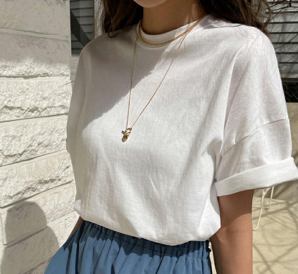 サイドスリットTシャツ・全7色・b57171 レディース 【tops】【韓国 ファッション トップス Tシャツ 半袖 オールシーズン ベーシック シンプル 無地 ルーズ ゆったり カジュアル 体型カーバー デイリー 夏 春】