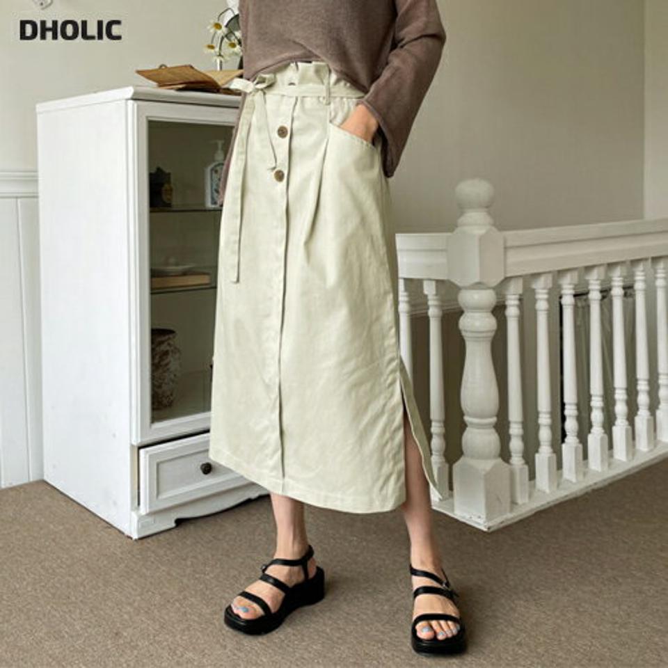 ストラップ付Hラインボタンスカート・全2色・t57197 レディース 【sk】【韓国 ファッション ボトムス スカート ロング ロングスカート ストラップ セット Hライン ルーズ ゆったり 体型カバー 細身 カジュアル ベーシック フェミニン 夏 春】