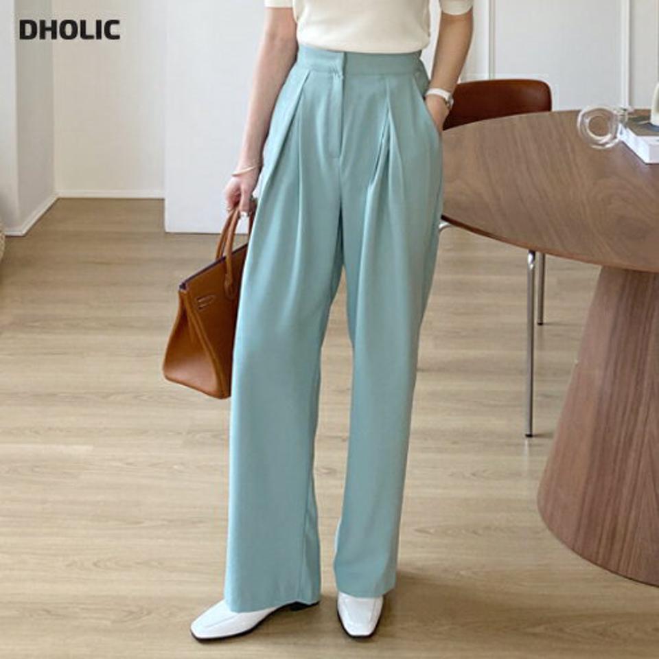 タックワイドパンツ・全5色・t67828 レディース 【pt】【パンツ ズボン ロングパンツ 長ズボン ワイド ワイドパンツ 単色 無地 シンプル ベーシック 大人 オフィスカジュアル タック パステル 春 秋 韓国 ファッション】【ハイホリHIHOLLI】