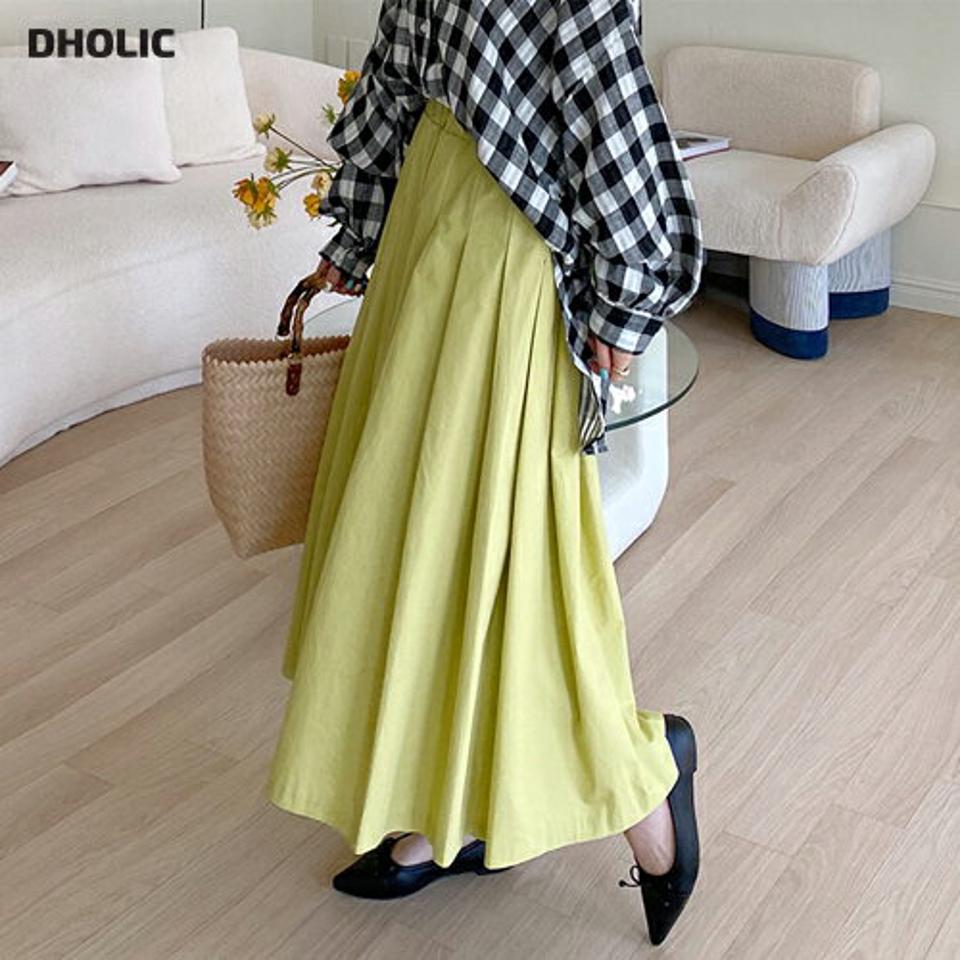 タックフレアスカート・全3色・t67833 レディース 【sk】【スカート フレア フレアスカート タック 単色 無地 シンプル 大人 カジュアル かわいい 可愛い 春 秋 韓国 ファッション】【ハイホリHIHOLLI】