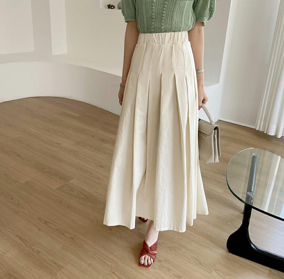 タックフレアスカート・全3色・t67833 レディース 【sk】【スカート フレア フレアスカート タック 単色 無地 シンプル 大人 カジュアル かわいい 可愛い 春 秋 韓国 ファッション】【ハイホリHIHOLLI】