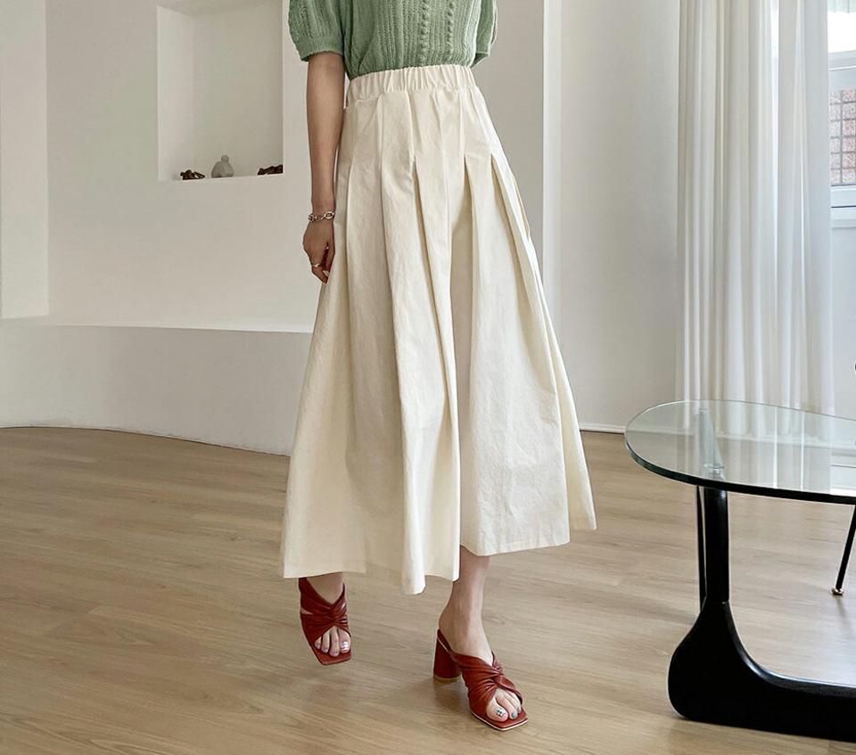 タックフレアスカート・全3色・t67833 レディース 【sk】【スカート フレア フレアスカート タック 単色 無地 シンプル 大人 カジュアル かわいい 可愛い 春 秋 韓国 ファッション】【ハイホリHIHOLLI】